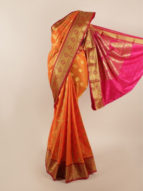 

Pothys Orange & Gold-Toned Ethnic Motifs Zari Art Silk Saree