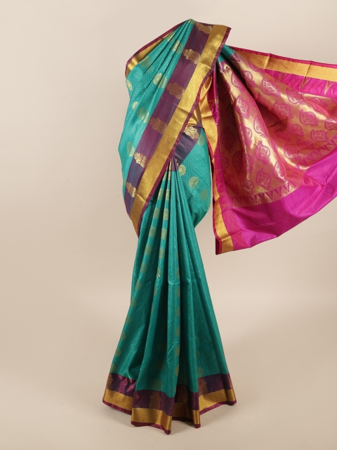 

Pothys Green & Pink Ethnic Motifs Art Silk Saree