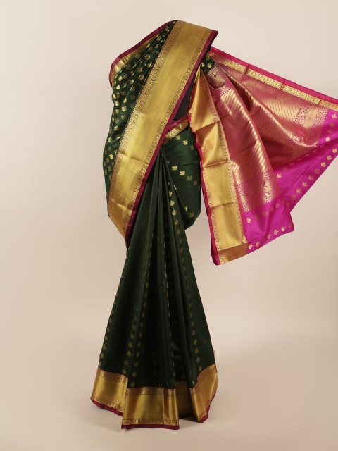 

Pothys Green & Gold-Toned Ethnic Motifs Zari Art Silk Saree