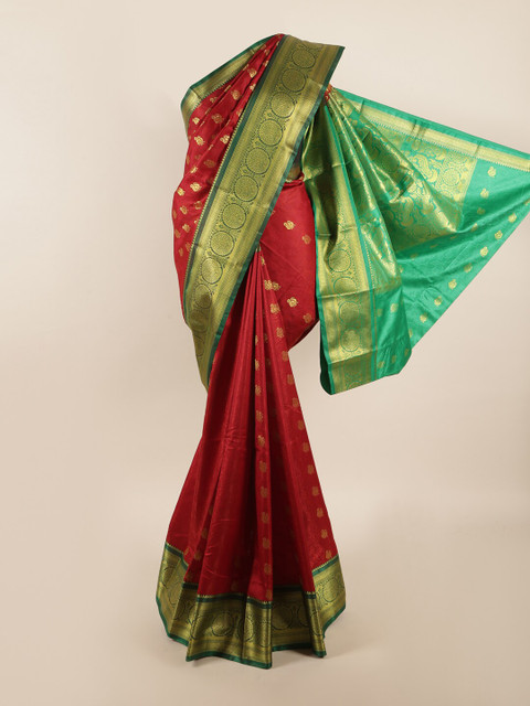 

Pothys Maroon & Green Ethnic Motifs Art Silk Saree