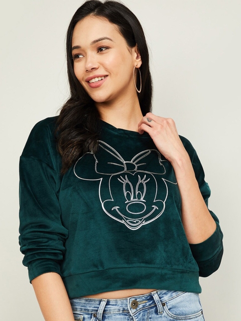 

Ginger by Lifestyle Women Green Printed Cotton Sweatshirt