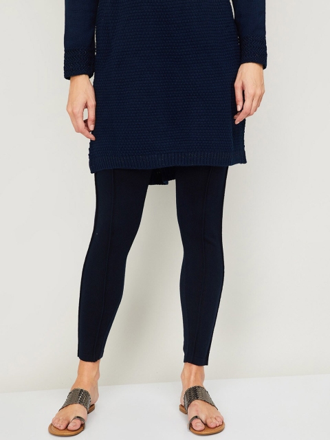 

Melange by Lifestyle Women Navy-Blue Solid Ankle-Length Leggings