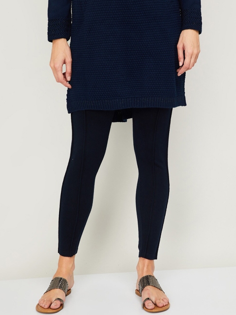 

Melange by Lifestyle Women Navy Blue Solid Ankle-Length Leggings