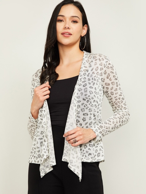 

CODE by Lifestyle Women Off White & Black Printed Waterfall Shrug