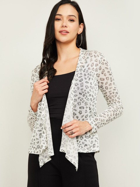 

CODE by Lifestyle Women Off-White & Black Printed Shrug