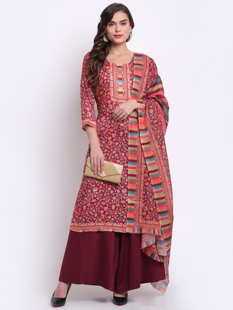 

Stylee LIFESTYLE Magenta & Blue Printed Unstitched Dress Material