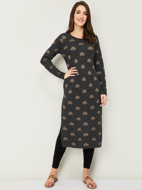

Melange by Lifestyle Women Grey Acrylic Ethnic Motifs Print Kurta