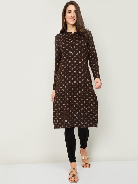 

Melange by Lifestyle Women Brown Ethnic Motifs Kurta