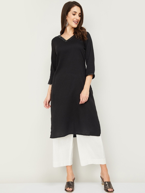 

Melange by Lifestyle Women Black Kurta