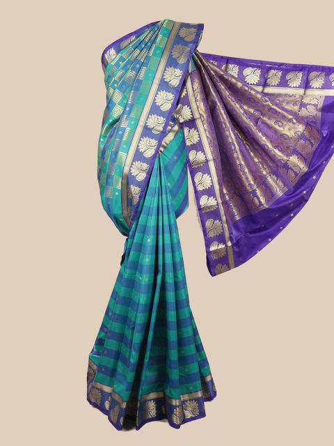 

Pothys Blue & Green Ethnic Motifs Zari Art Silk Saree