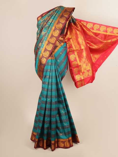 

Pothys Blue & Pink Striped Art Silk Saree