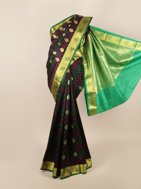 

Pothys Green & Maroon Ethnic Motifs Art Silk Saree