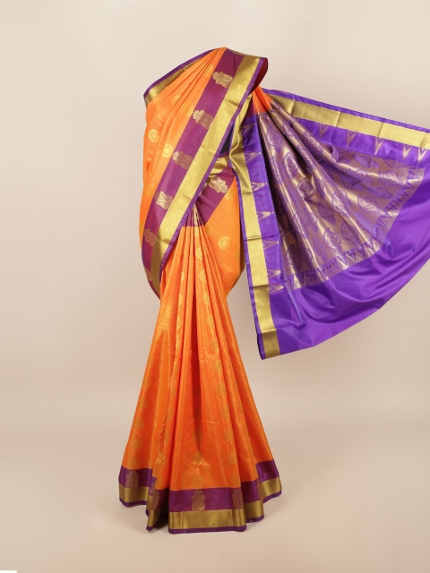 

Pothys Orange & Blue Woven Design Zari Art Silk Saree