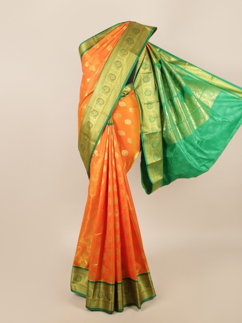 

Pothys Orange & Gold-Toned Ethnic Motifs Zari Art Silk Saree