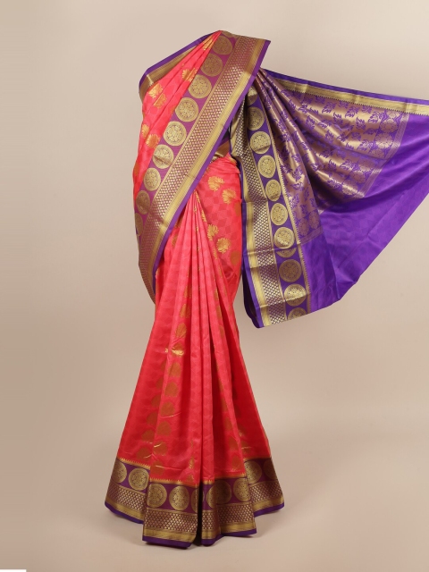 

Pothys Pink & Violet Ethnic Motifs Zari Art Silk Saree