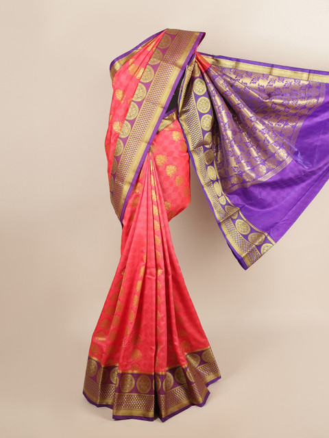 

Pothys Pink & Purple Ethnic Motifs Zari Art Silk Saree