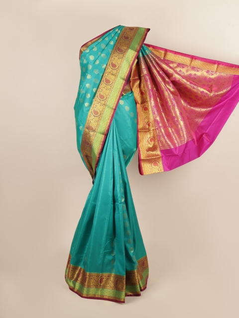 

Pothys Green & Fuchsia Ethnic Motifs Zari Art Silk Saree