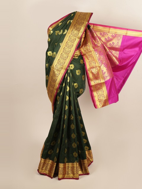 

Pothys Green & Fuchsia Ethnic Motifs Zari Art Silk Saree