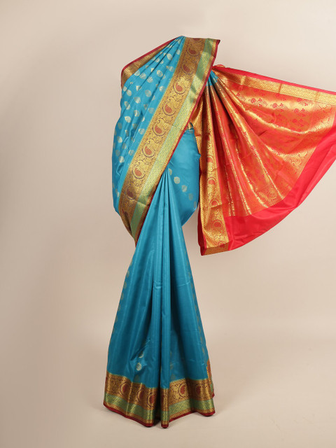

Pothys Blue & Red Woven Design Zari Art Silk Saree