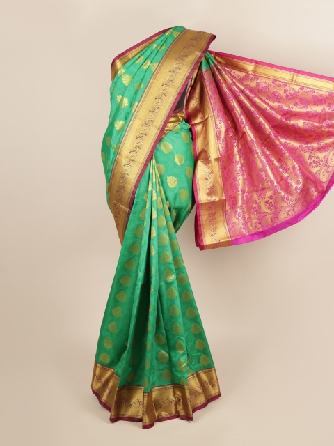 

Pothys Green & Fuchsia Ethnic Motifs Zari Art Silk Saree