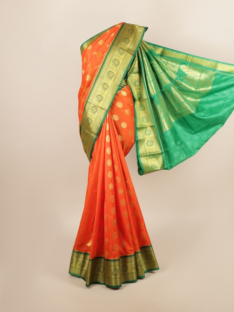

Pothys Orange & Green Ethnic Motifs Art Silk Saree