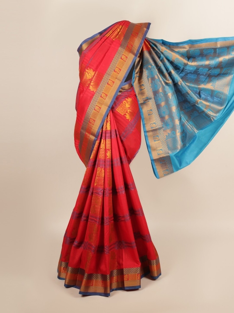 

Pothys Pink & Blue Ethnic Motifs Zari Art Silk Saree