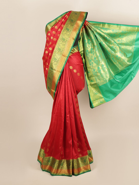 

Pothys Red & Green Ethnic Motifs Zari Art Silk Saree