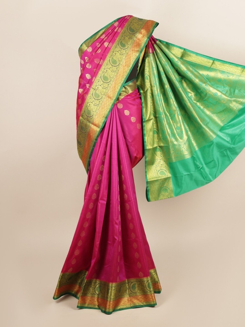 

Pothys Pink & Green Ethnic Motifs Zari Art Silk Saree