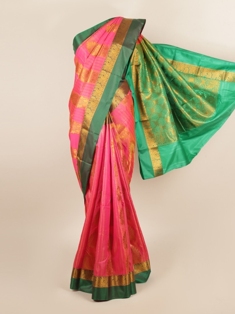 

Pothys Pink & Green Woven Design Zari Art Silk Saree