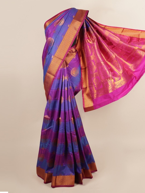 

Pothys Blue & Magenta Woven Design Zari Art Silk Saree