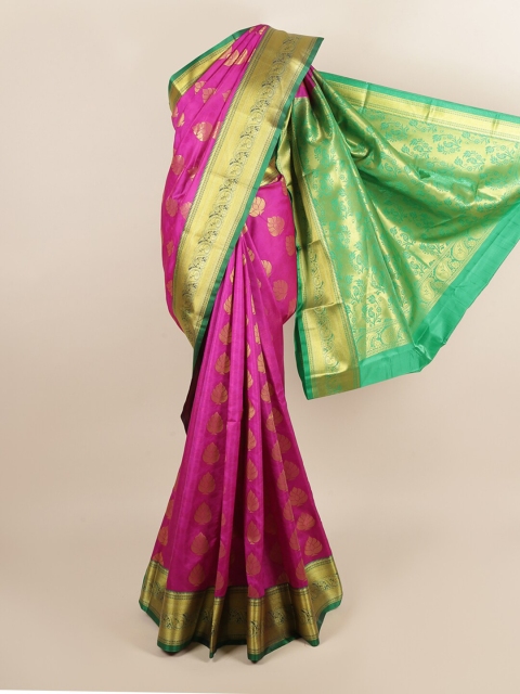

Pothys Pink & Green Ethnic Motifs Zari Art Silk Saree