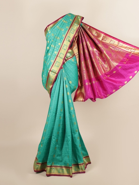 

Pothys Green & Fuchsia Woven Design Zari Art Silk Saree