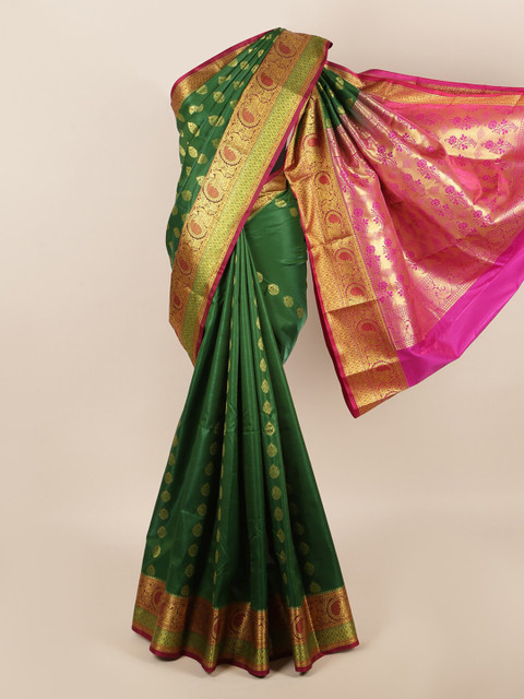 

Pothys Green & Fuchsia Woven Design Zari Art Silk Saree