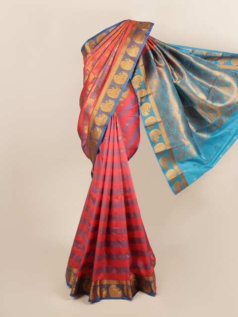 

Pothys Red & Blue Woven Design Art Silk Saree