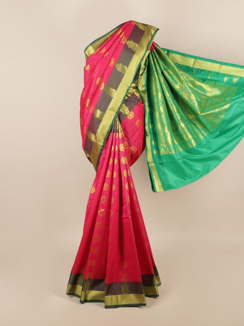 

Pothys Pink & Green Woven Design Zari Art Silk Saree