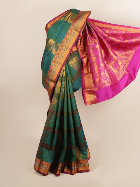 

Pothys Green & Magenta Ethnic Motifs Art Silk Saree