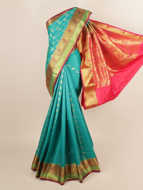 

Pothys Green & Pink Ethnic Motifs Zari Art Silk Saree