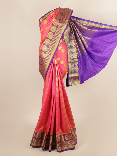 

Pothys Pink & Blue Ethnic Motifs Art Silk Saree