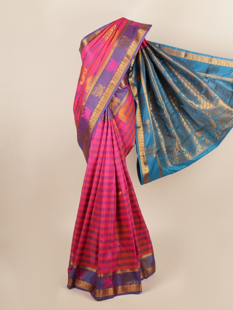 

Pothys Pink & Blue Ethnic Motifs Zari Art Silk Saree