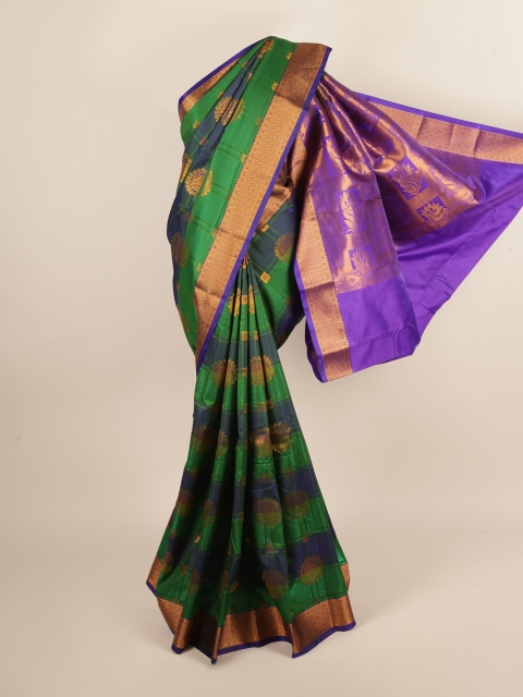 

Pothys Green & Purple Ethnic Motifs Art Silk Saree