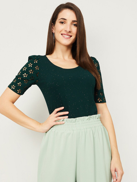 

CODE by Lifestyle Teal Green Solid Regular Top