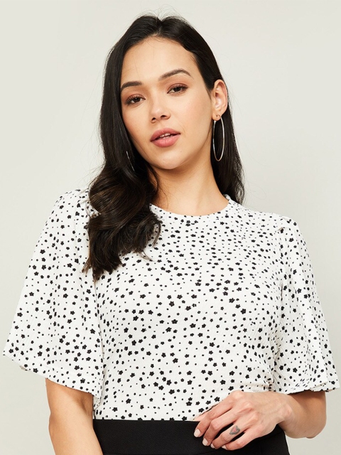 

CODE by Lifestyle White & Black Ditsy Floral Regular Top