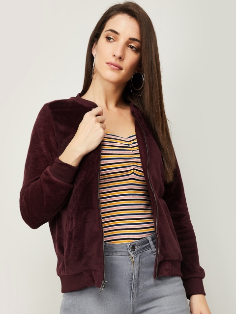 

Fame Forever by Lifestyle Women Maroon Floral Bomber Jacket