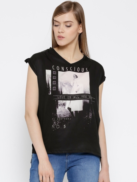 

People Women Black Printed Top