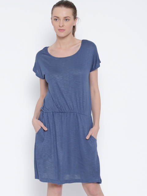 

People Women Blue Solid Tailored Dress