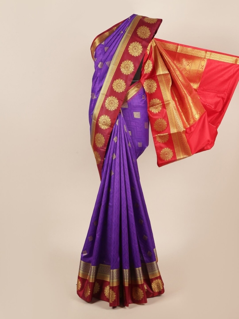 

Pothys Violet & Pink Ethnic Motifs Zari Art Silk Saree