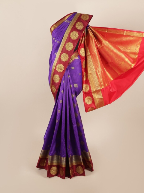 

Pothys Violet & Pink Ethnic Motifs Zari Art Silk Saree