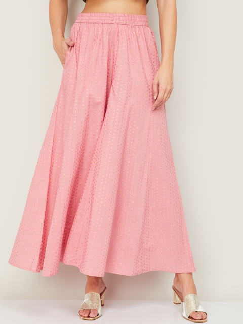 

Melange by Lifestyle Women Pink Printed Flared Cotton Ethnic Palazzos