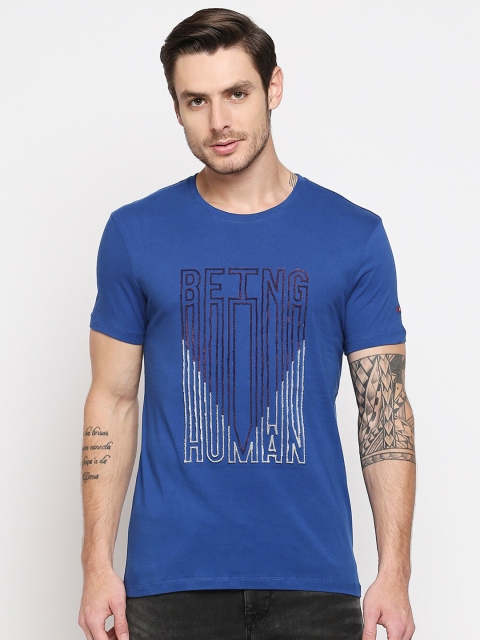 

Being Human Men Blue Typography Printed T-shirt