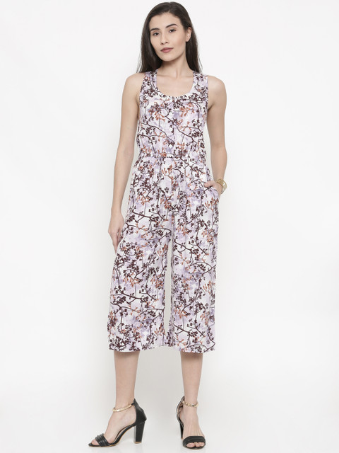 

People Purple & Brown Printed Culotte Jumpsuit